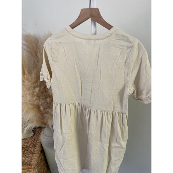 B1G2 FREE 🍁 Old Navy Twill Utility Shift Dress Small Cream Lace Up Minimalist - Picture 7 of 7